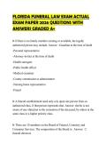 FLORIDA FUNERAL LAW EXAM ACTUAL EXAM PAPER 2026 QUESTIONS WITH ANSWERS GRADED A&plus;