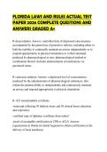 FLORIDA LAWS AND RULES ACTUAL TEST PAPER 2026 COMPLETE QUESTIONS AND ANSWERS GRADED A