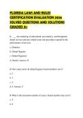 FLORIDA LAWS AND RULES CERTIFICATION EVALUATION 2026 SOLVED QUESTIONS AND SOLUTIONS GRADED A&plus;