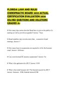 FLORIDA LAWS AND RULES CHIROPRACTIC BOARD 2023 ACTUAL CERTIFICATION EVALUATION 2026 SOLVED QUESTIONS AND SOLUTIONS GRADED A