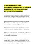 FLORIDA LAWS AND RULES CHIROPRACTIC BOARD 2023 ACTUAL TEST EXAMINATION TEST 2026 QUESTIONS WITH SOLUTIONS GRADED A&plus;