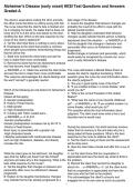 Alzheimer's Disease &lpar;early onset&rpar; HESI Test Questions and Answers Graded A