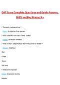 DAT Exam Questions with Correct Answers Pass the Exam&comma; 100&percnt; Verified &lpar;2026 &sol; 2027&rpar; Graded A&plus;