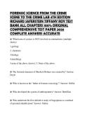 FORENSIC SCIENCE FROM THE CRIME SCENE TO THE CRIME LAB 4TH EDITION RICHARD SAFERSTEIN TIFFANY ROY TEST BANK ALL CHAPTERS 100&percnt; ORIGINAL COMPREHENSIVE TEST PAPER 2026 COMPLETE ANSWERS ACCURATE