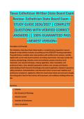 Texas Esthetician Written State Board Exam Review - TEXAS ESTHETICIAN EXAM STUDY GUIDE ACCURATE QUESTIONS AND CORRECT DETAILED ANSWERS WITH RATIONALES &vert;&vert; 100&percnt; GUARANTEED PASS <BRAND NEW VERSION>