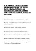 FUNDAMENTAL STATISTICS FOR THE BEHAVIORAL SCIENCES 9TH EDITION DAVID HOWELL TEST BANK ALL CHAPTERS 100&percnt; ORIGINAL VERIFIED PRACTICE SCRIPT UPDATED 2026 TESTED SOLUTIONS