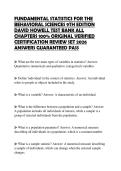 FUNDAMENTAL STATISTICS FOR THE BEHAVIORAL SCIENCES 9TH EDITION DAVID HOWELL TEST BANK ALL CHAPTERS 100&percnt; ORIGINAL VERIFIED CERTIFICATION REVIEW SET 2026 ANSWERS GUARANTEED PASS