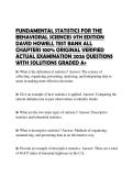 FUNDAMENTAL STATISTICS FOR THE BEHAVIORAL SCIENCES 9TH EDITION DAVID HOWELL TEST BANK ALL CHAPTERS 100&percnt; ORIGINAL VERIFIED ACTUAL EXAMINATION 2026 QUESTIONS WITH SOLUTIONS GRADED A&plus;