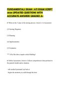 FUNDAMENTALS EXAM 1 ATI EXAM SCRIPT 2026 UPDATED QUESTIONS WITH ACCURATE ANSWERS GRADED A&plus;