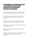 FUNDAMENTALS OF BIOCHEMISTRY LIFE AT THE MOLECULAR LEVEL FIFTH EDITION ACTUAL EXAM PAPER QUESTIONS AND ANSWERS