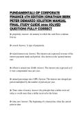 FUNDAMENTALS OF CORPORATE FINANCE 5TH EDITION JONATHAN BERK PETER DEMARZO SOLUTION MANUAL FINAL STUDY GUIDE 2026 SOLVED QUESTIONS FULLY CORRECT