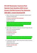 NYC DEP Wastewater Treatment Plant  Operator Exam Questions With Correct  Answers &lpar;Verified Answers&rpar; Plus Rationales  2026 Q&A &vert; Instant Download Pdf 