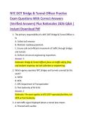 NYC DOT Bridge & Tunnel Officer Practice  Exam Questions With Correct Answers  &lpar;Verified Answers&rpar; Plus Rationales 2026 Q&A &vert;  Instant Download Pdf