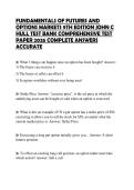 FUNDAMENTALS OF FUTURES AND OPTIONS MARKETS 9TH EDITION JOHN C HULL TEST BANK COMPREHENSIVE TEST PAPER 2026 COMPLETE ANSWERS ACCURATE