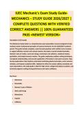 IUEC Mechanic - IUEC EXAM STUDY GUIDE ACCURATE QUESTIONS AND CORRECT DETAILED ANSWERS WITH RATIONALES &vert;&vert; 100&percnt; GUARANTEED PASS <BRAND NEW VERSION>
