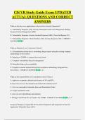CIS VR Study Guide Exam UPDATED  ACTUAL QUESTIONS AND CORRECT  ANSWERS