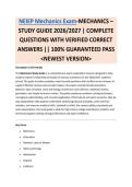 NEIEP Mechanics Exam - ELEVATOR MECHANICS EXAM STUDY GUIDE ACCURATE QUESTIONS AND CORRECT DETAILED ANSWERS WITH RATIONALES &vert;&vert; 100&percnt; GUARANTEED PASS <BRAND NEW VERSION>