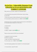 ServiceNow - Vulnerability Response Exam  UPDATED ACTUAL QUESTIONS AND  CORRECT ANSWERS