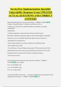 ServiceNow Implementation Specialist  Vulnerability Response Exam UPDATED  ACTUAL QUESTIONS AND CORRECT  ANSWERS