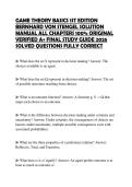 GAME THEORY BASICS 1ST EDITION BERNHARD VON STENGEL SOLUTION MANUAL ALL CHAPTERS 100&percnt; ORIGINAL VERIFIED A&plus; FINAL STUDY GUIDE 2026 SOLVED QUESTIONS FULLY CORRECT