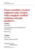 Chem 1020 &vert; Quiz 3 Latest updated exam version &vert; with complete verified solutions already graded A&plus;