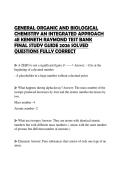 GENERAL ORGANIC AND BIOLOGICAL CHEMISTRY AN INTEGRATED APPROACH 4E KENNETH RAYMOND TEST BANK FINAL STUDY GUIDE 2026 SOLVED QUESTIONS FULLY CORRECT