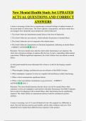 New Mental Health Study Set UPDATED  ACTUAL QUESTIONS AND CORRECT  ANSWERS