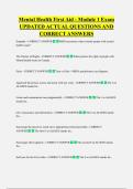 Mental Health First Aid - Module 1 Exam  UPDATED ACTUAL QUESTIONS AND  CORRECT ANSWERS