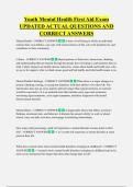Youth Mental Health First Aid Exam  UPDATED ACTUAL QUESTIONS AND  CORRECT ANSWERS