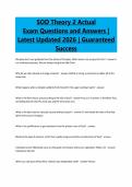 SOD Theory 2 Actual Exam Questions and Answers &vert; Latest Updated 2026 &vert; Guaranteed Success