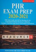 PHR Exam Prep 2020&ndash;2021&colon; Study Guide with 450 Practice Questions &vert; Provided with Accurate answers to guarantee ACING