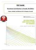 Recruitment and Selection in Canada &lpar;8th Edition&rpar; &ndash; Test Bank&comma; Human Resources Staffing & Employment Law