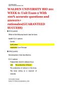 WALDEN UNIVERSITY &vert; BIO 201  &vert; WEEK 6&colon; Unit Exam 2 &vert;With 100&percnt; accurate questions and answers&plus; rationales &vert; GUARANTEED SUCCESS&rpar;