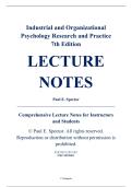 Complete Lecture Notes - Industrial and Organizational Psychology&colon; Research and Practice&comma; 7th Edition &ndash; Paul E&period; Spector &ndash; ISBN 9781119299011 &lpar;All Chapters 1&ndash;14&rpar;