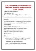 AICPA ETHICS EXAM &ndash; PRACTICE QUESTIONS &lpar;VERSION A&rpar; WITH VERIFIED ANSWERS