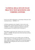 NATIONAL REAL ESTATE EXAM  PRACTICE TEST QUESTIONS AND  VERIFIED ANSWERS 