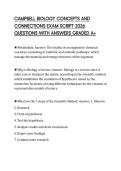 CAMPBELL BIOLOGY CONCEPTS AND CONNECTIONS EXAM SCRIPT 2026 QUESTIONS WITH ANSWERS GRADED A&plus;