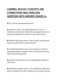 CAMPBELL BIOLOGY CONCEPTS AND CONNECTIONS FINAL PAPER 2026 QUESTIONS WITH ANSWERS GRADED A&plus;