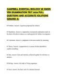 CAMPBELL ESSENTIAL BIOLOGY 5E SIMON YEH EXAMINATION TEST 2026 FULL QUESTIONS AND ACCURATE SOLUTIONS GRADED A&plus;