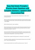 Texas Real Estate Principles 1 &lpar;Practice Exam&rpar; Questions with Complete Solutions &vert; Updated 2026 &vert; Guaranteed Pass