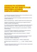 LOUISIANA FFA VETERINARY SCIENCE CDE TEST BANK &num;'S 76-150 QUESTIONS & ACCURATE COMPLETE CORRECT ANSWERS