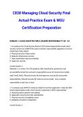 C838 Managing Cloud Security Final Actual Practice Exam & WGU Certification Preparation