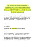 Psych-Mental Health Exit HESI -  Saunders2026 Questions and Verified  Answers &lpar;2026&sol;2027 Updated&rpar; &vert; Graded  A&plus; &vert; 100&percnt; Success