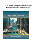 Test Bank for Real Estate Principles&colon; A Value Approach&comma; 7th Edition by Ling &ndash; 2026 Updated Edition