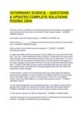 VETERINARY SCIENCE &ndash; QUESTIONS & UPDATED COMPLETE SOLUTIONS PASSED 100&percnt;