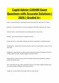 Cupid Admin CAR400 Exam Questions with Accurate Solutions &vert; 2026 &vert; Graded A&plus;