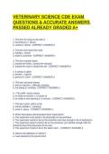 VETERINARY SCIENCE CDE EXAM QUESTIONS & ACCURATE ANSWERS PASSED ALREADY GRADED A&plus;