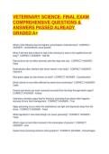 VETERINARY SCIENCE- FINAL EXAM COMPREHENSIVE QUESTIONS & ANSWERS PASSED ALREADY GRADED A&plus;