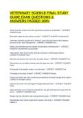 VETERINARY SCIENCE FINAL STUDY GUIDE EXAM QUESTIONS & ANSWERS PASSED 100&percnt;