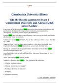 NR 283 Health assessment Exam 2  Chamberlain Questions and Answers 2026  Latest Update 